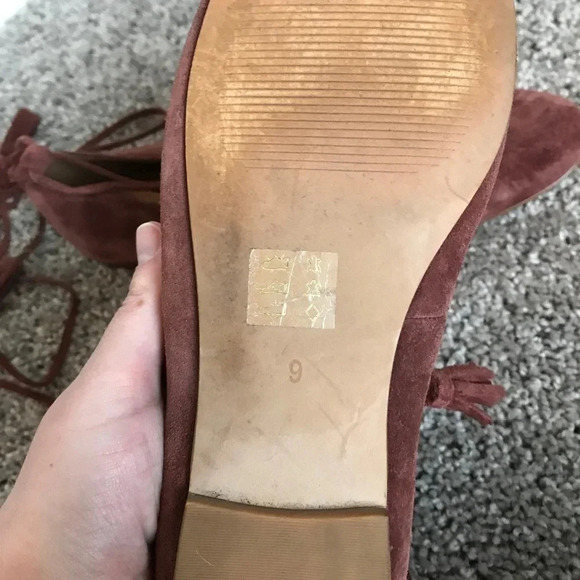 Madewell Suede Mauve Pink Copper Lace Flats - Picture 3 of 5